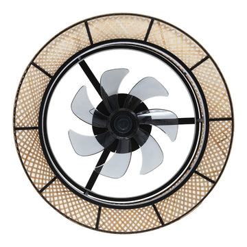 Cressida 23.75" Traditional Bohemian 6-Speed Metal/Bamboo Mobile-App/Remote-Controlled Height-Adjustable Dimmable Caged Integrated LED Ceiling Fan - JONATHAN Y